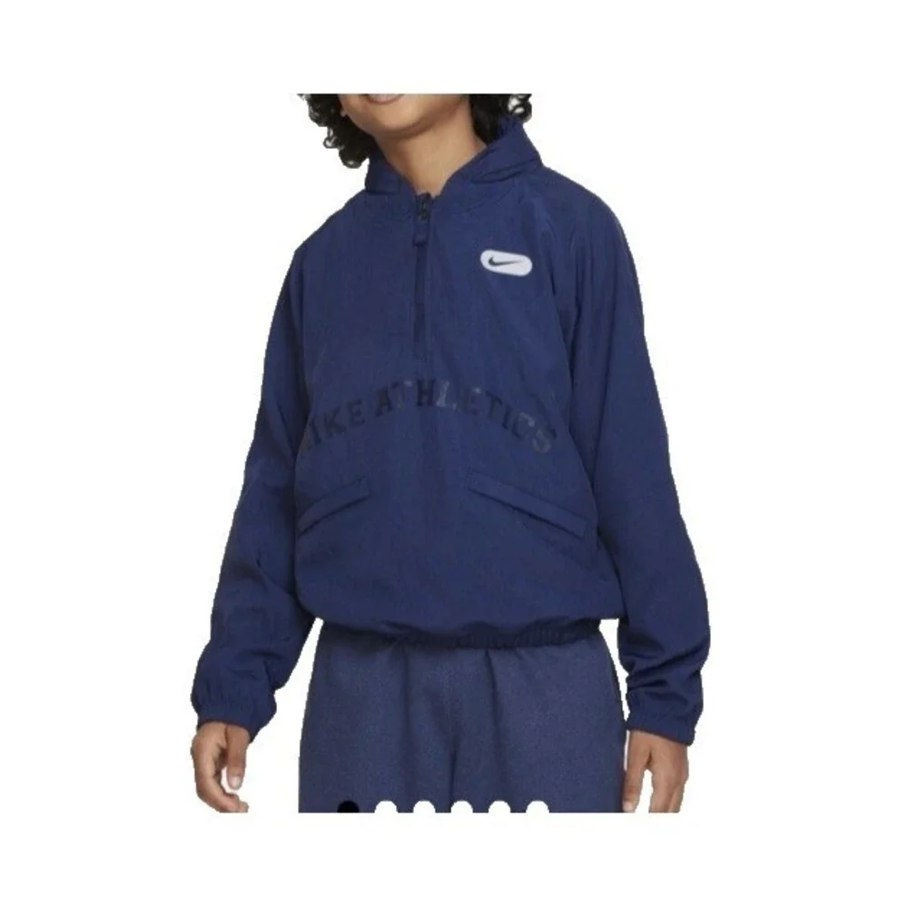 Nike Athletics Repel Kids L 1/2 Zip Training Hoodie Navy Packable Hood